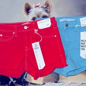 Two Celebrity Pink Shorts sizes 0 or 5 with free beach bag
